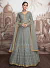 Gray Colour Fancy Designer Latest Wedding Wear Heavy Faux Georgette with worked Stylish Beautifull Gown Collection 1003